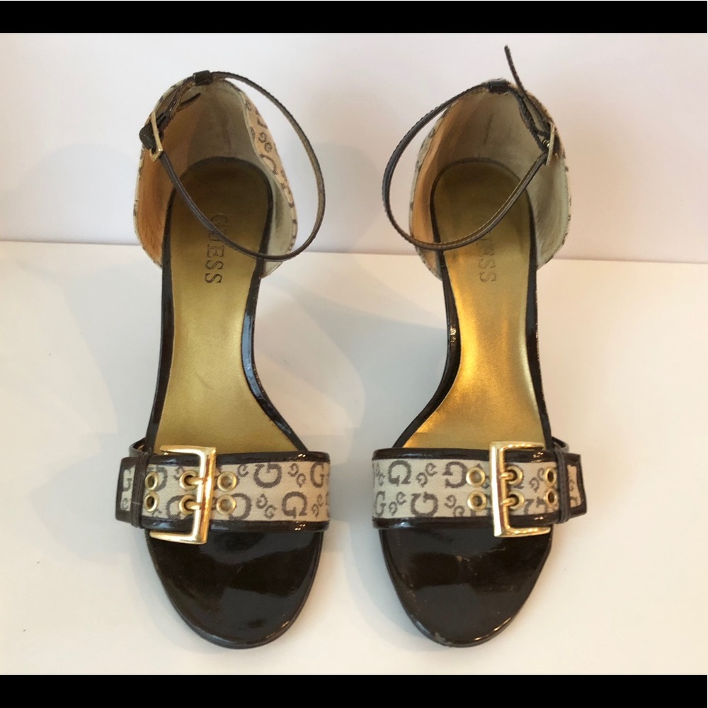 Guess Signature Chicklet Wedge Ankle Strap